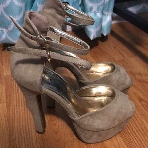 NUDE SUEDE HEELS
